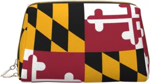 Maryland State Flagmakeup Bag Organizer,Toiletry Cosmetic Bag,Zipper Pouch Brushes Storage Case(Large)
