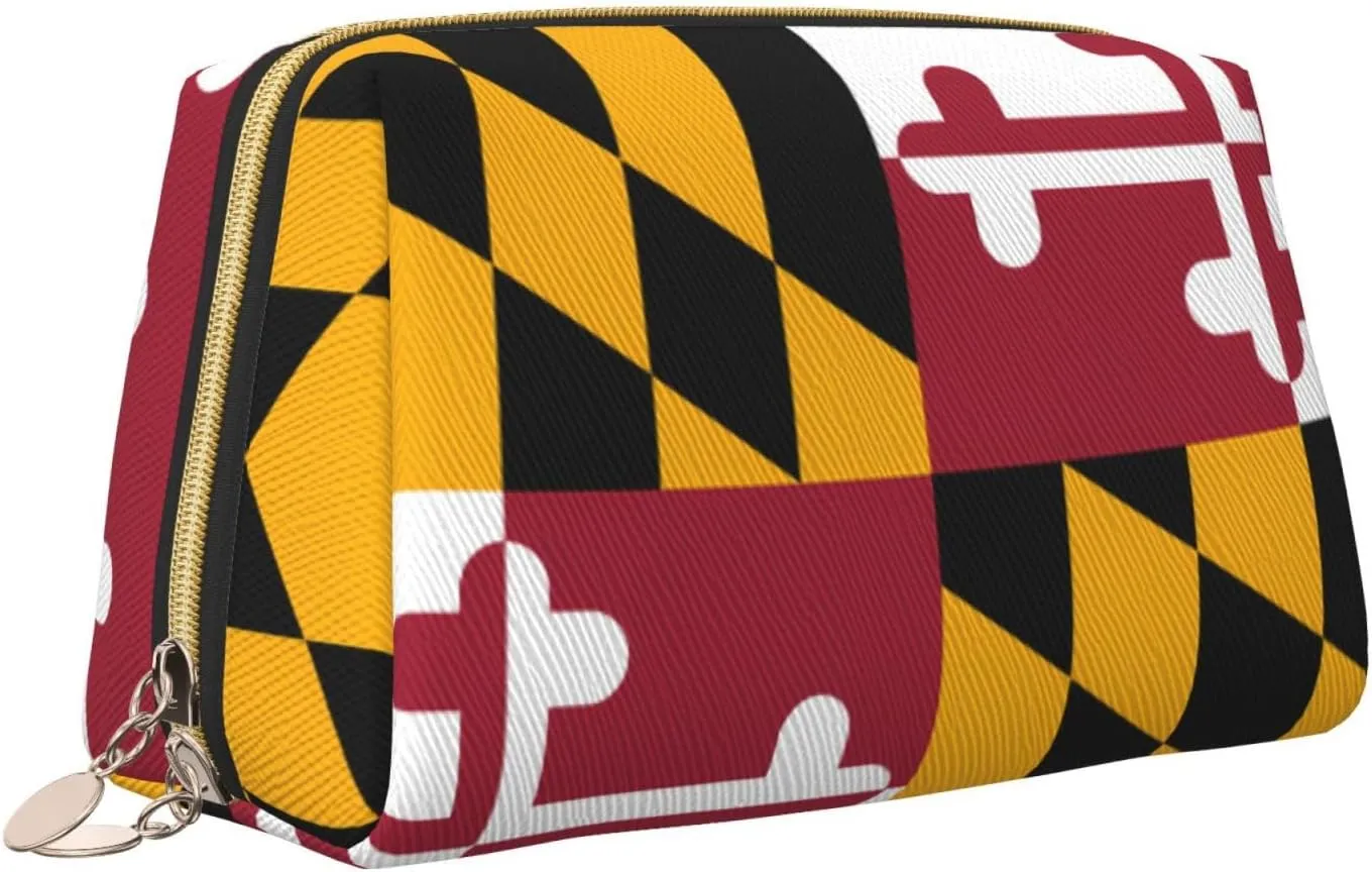 Maryland State Flagmakeup Bag Organizer,Toiletry Cosmetic Bag,Zipper Pouch Brushes Storage Case(Large)
