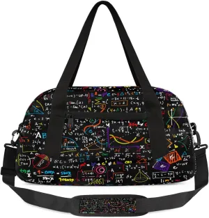 Math Geometrical Kids Overnight Duffle Bags for Girls Boys, Science Education Lightweight Sports Gym Bag for Kids，Small Overnight Weekender Carry on Travel Bags Dance Bag