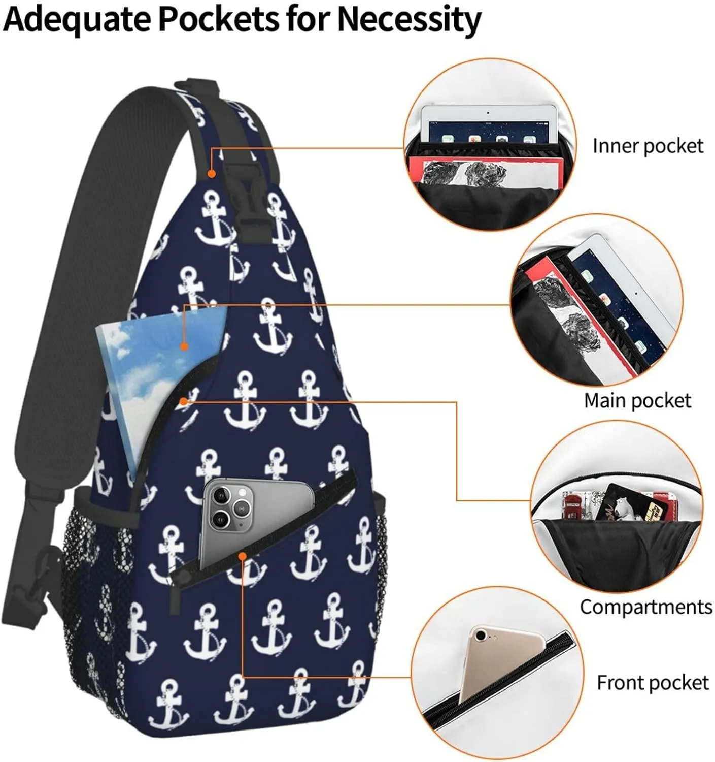 Math Mathematics Sling Bag Adjustable Crossbody Bag Casual Chest Bags Travel Shoulder Backpack For Women Men