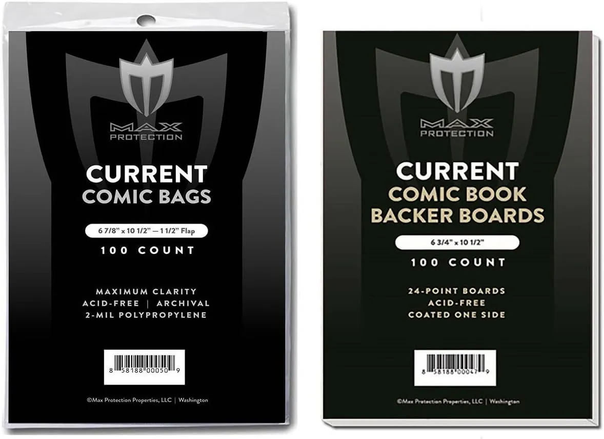 Max Protection Ultra Clear Comic Book Bags and Boards (1000 Pack) - Archival Quality, Acid-Free, Crystal Clear Polypropylene Bag and Board Set for Current Size Comic Books and Collectibles