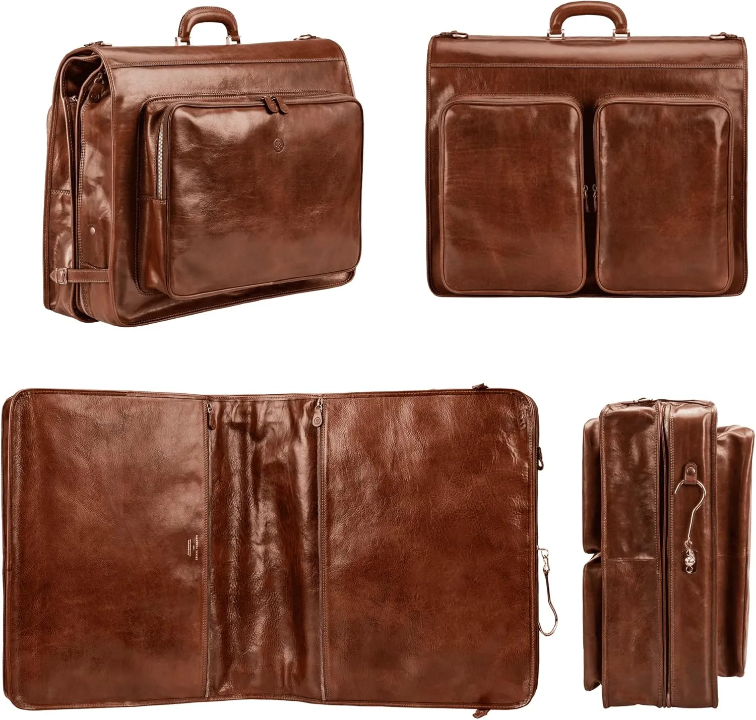 Maxwell Scott - Mens Luxury Leather Jacket Suit Carrier for Luxury Travelling - Made in Italy - The Rovello Chestnut Tan