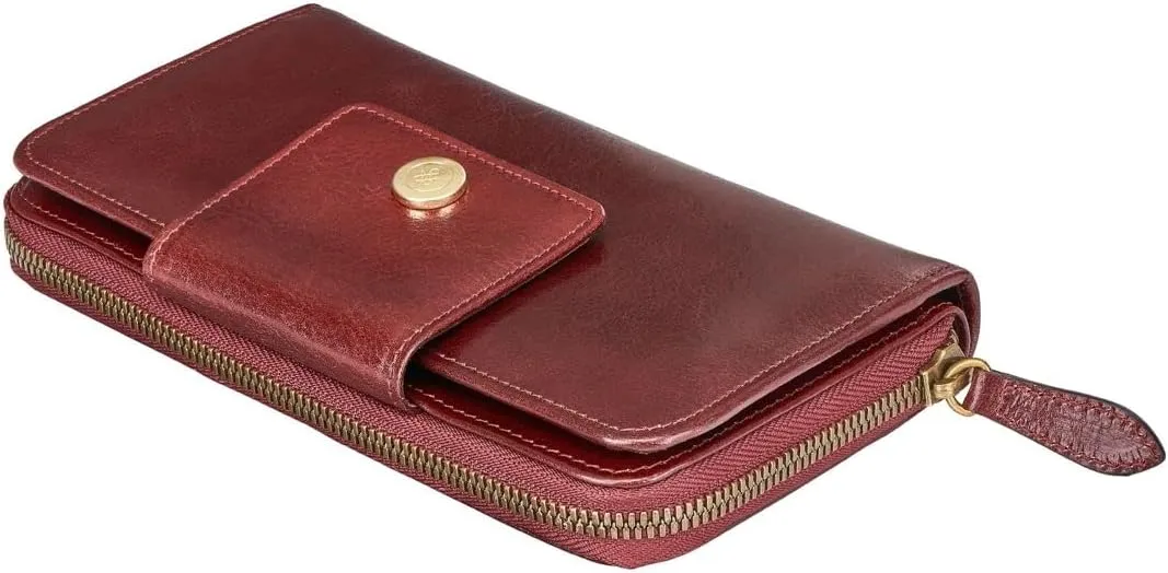 Maxwell Scott - Personalized Womens Luxury Leather Very Large Zip Around Purse Wallet - The Giorgia - Burgundy Red