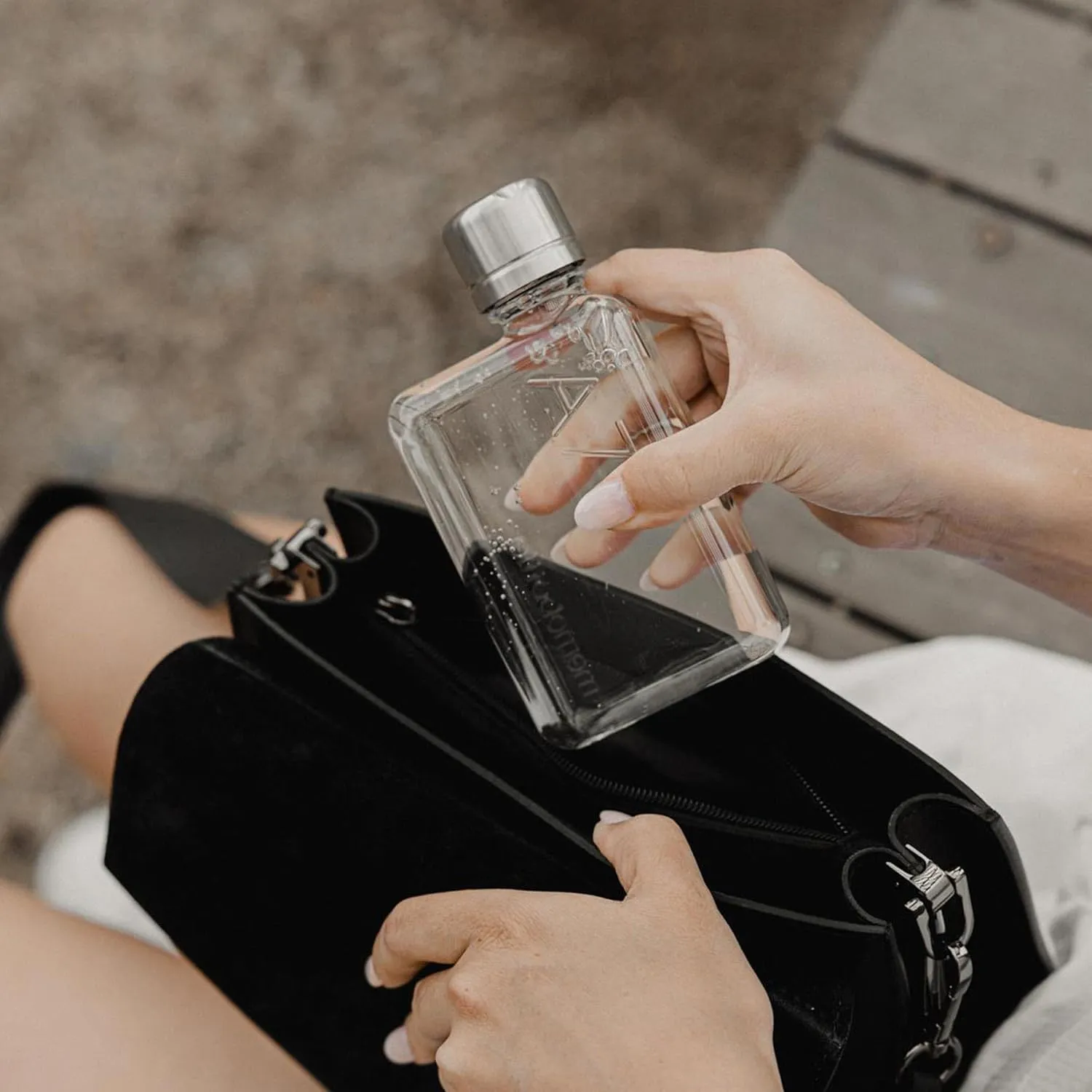 memobottle A7-6oz (180ml) - Compact Flat Bottle for Bags & Pockets | BPA Free Tritan | Modern & Minimalist | For Gym, Work & Travel