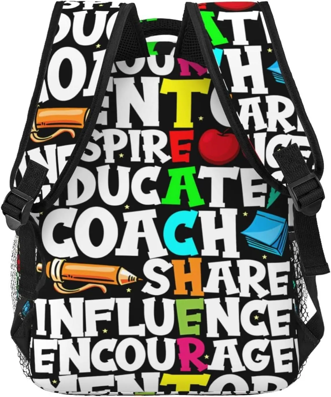 Mentor Teachers inspire Educate Coach Share Influence Backpack Casual Laptop Backpack Lightweight Double Shoulder Bag Travel Daypack For Women Men