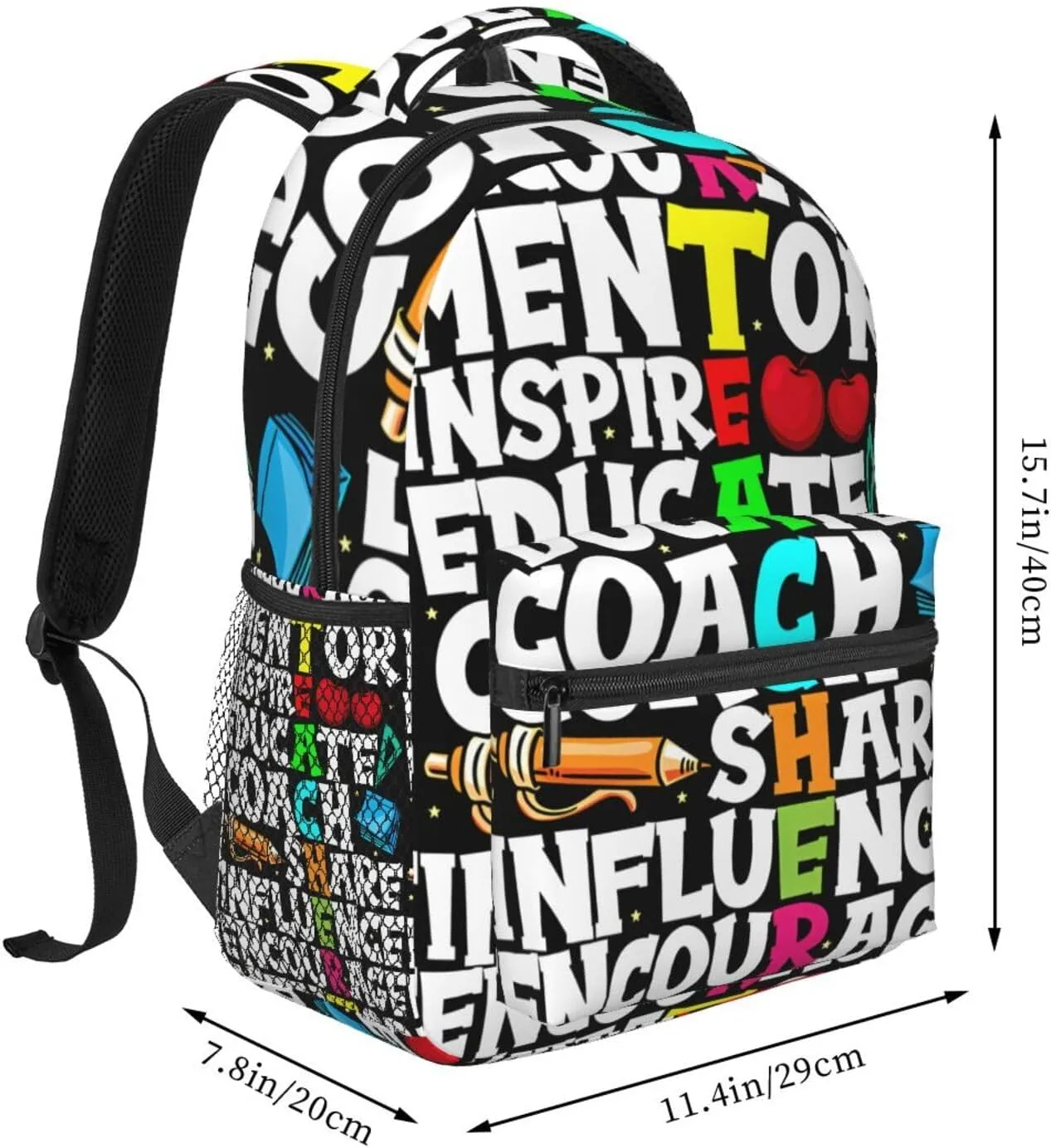 Mentor Teachers inspire Educate Coach Share Influence Backpack Casual Laptop Backpack Lightweight Double Shoulder Bag Travel Daypack For Women Men