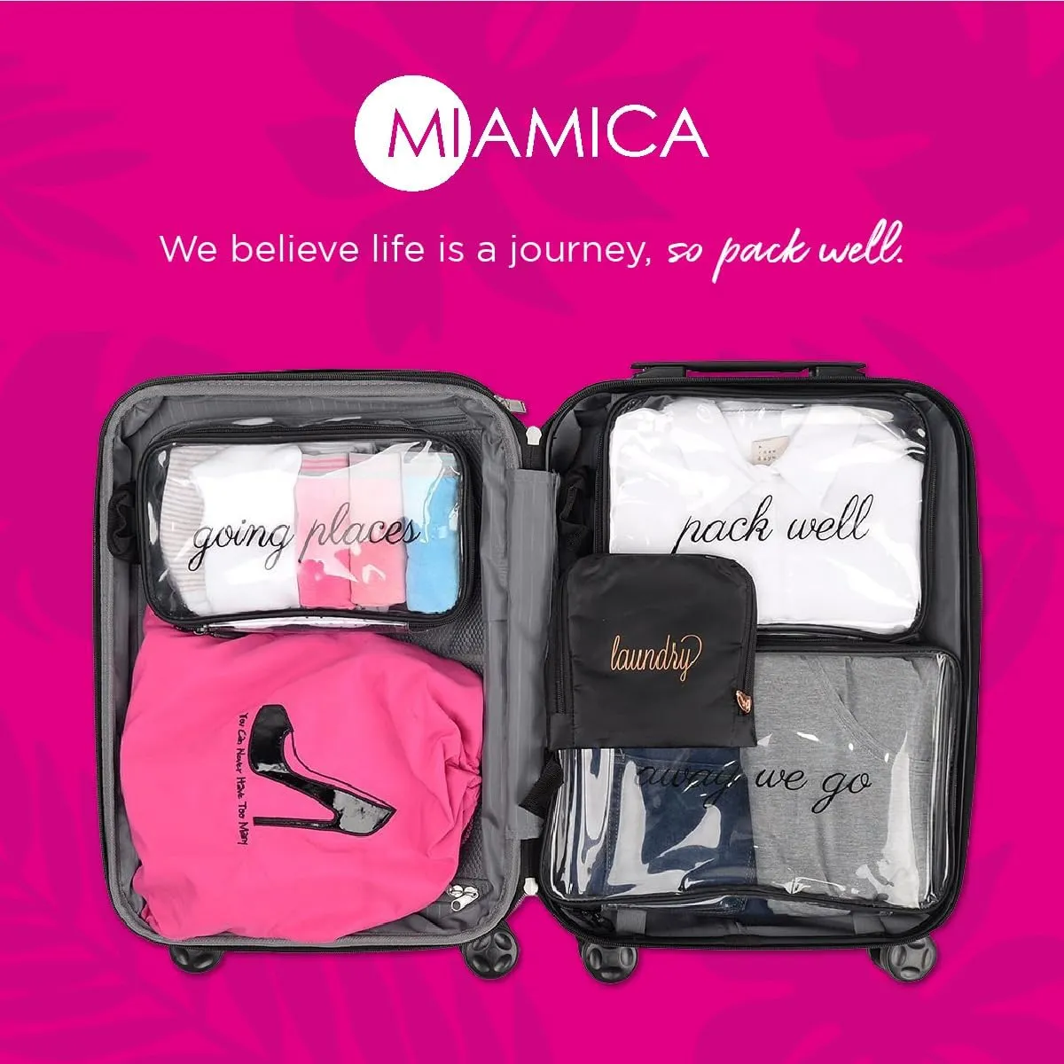 Miamica Soft Travel Laundry Bag with Zipper & Drawstring, 21” x 22” – Keep Your Dirty Clothes Separate & Organized