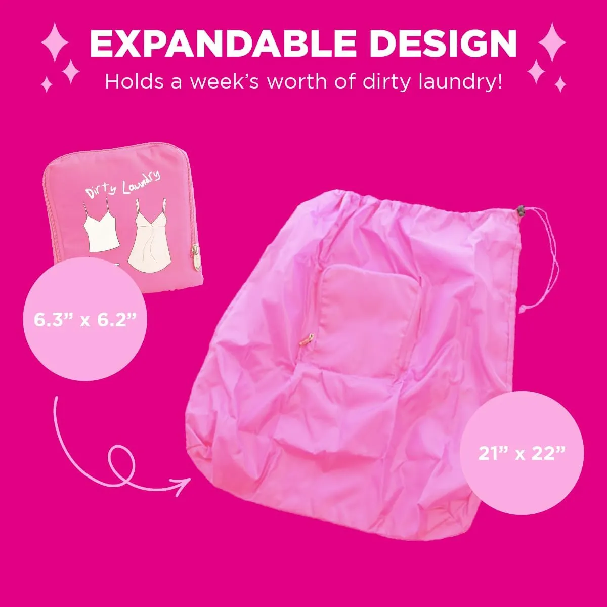 Miamica Soft Travel Laundry Bag with Zipper & Drawstring, 21” x 22” – Keep Your Dirty Clothes Separate & Organized