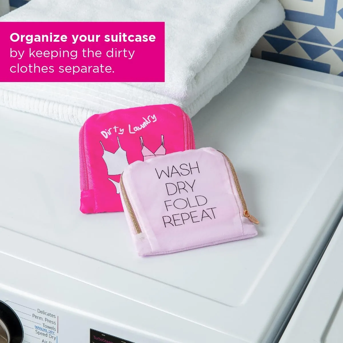 Miamica Soft Travel Laundry Bag with Zipper & Drawstring, 21” x 22” – Keep Your Dirty Clothes Separate & Organized