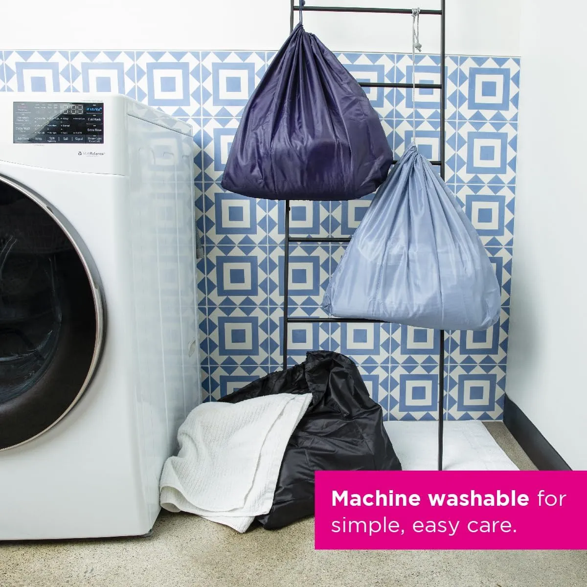 Miamica Soft Travel Laundry Bag with Zipper & Drawstring, 21” x 22” – Keep Your Dirty Clothes Separate & Organized