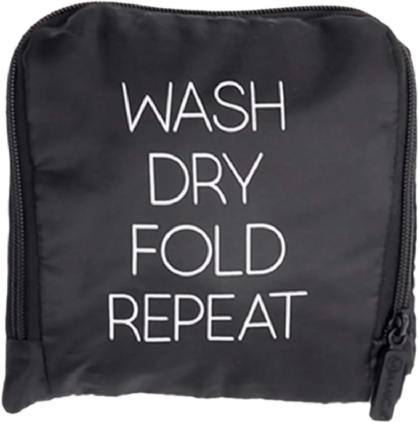 Miamica Soft Travel Laundry Bag with Zipper and Drawstring, Black, 21” x 22” – Keep Your Dirty Clothes Separate and Your Suitcase Organized – Expandable, Durable, and Foldable Laundry Bag