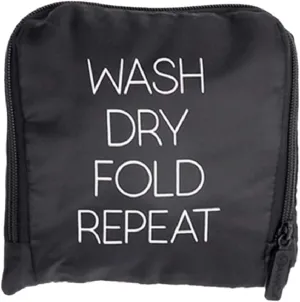 Miamica Soft Travel Laundry Bag with Zipper and Drawstring, Black, 21” x 22” – Keep Your Dirty Clothes Separate and Your Suitcase Organized – Expandable, Durable, and Foldable Laundry Bag
