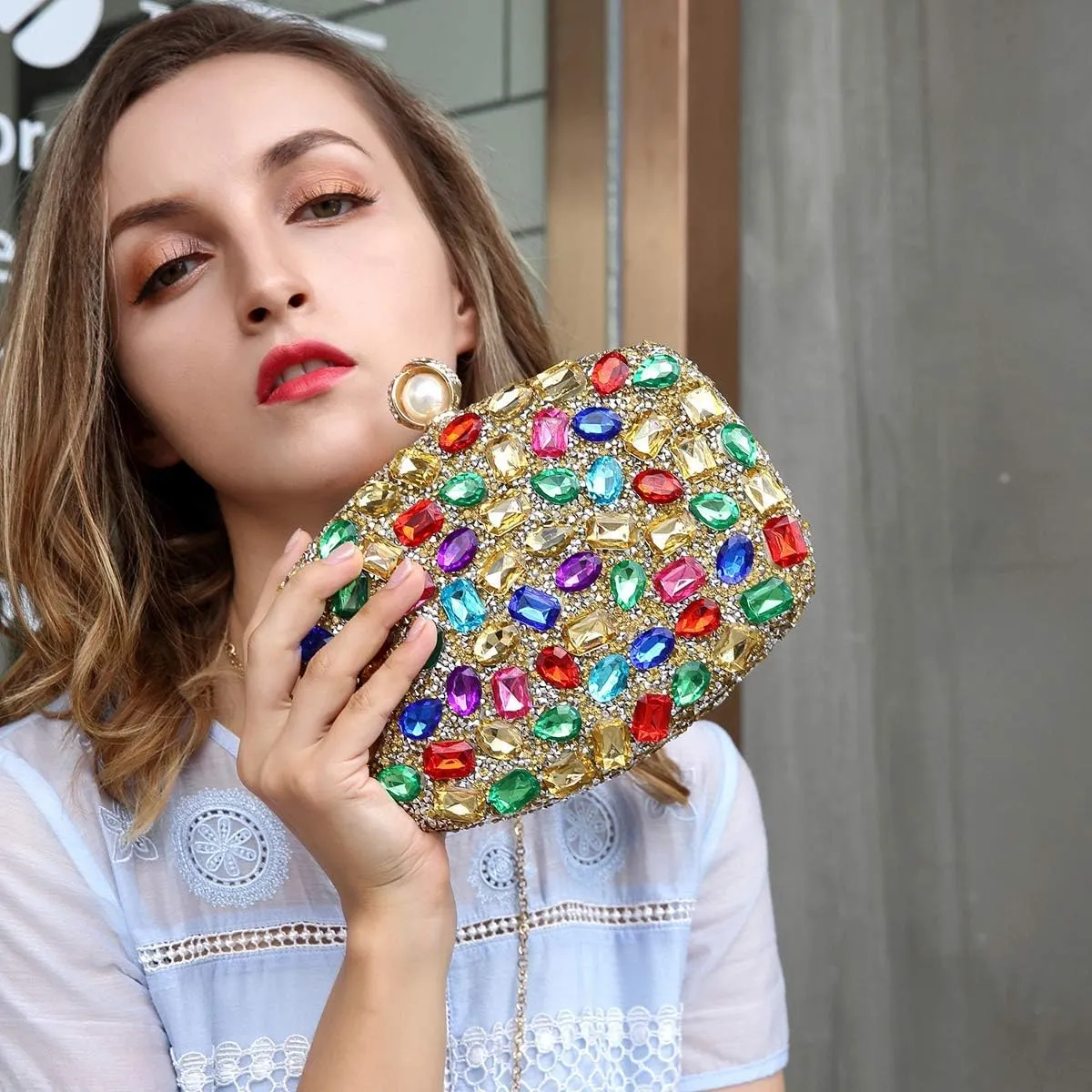 Milisente Clutch Purses For Women Crystal Clutches Evening Bags Gemstone Clutch Purse For Wedding Formal