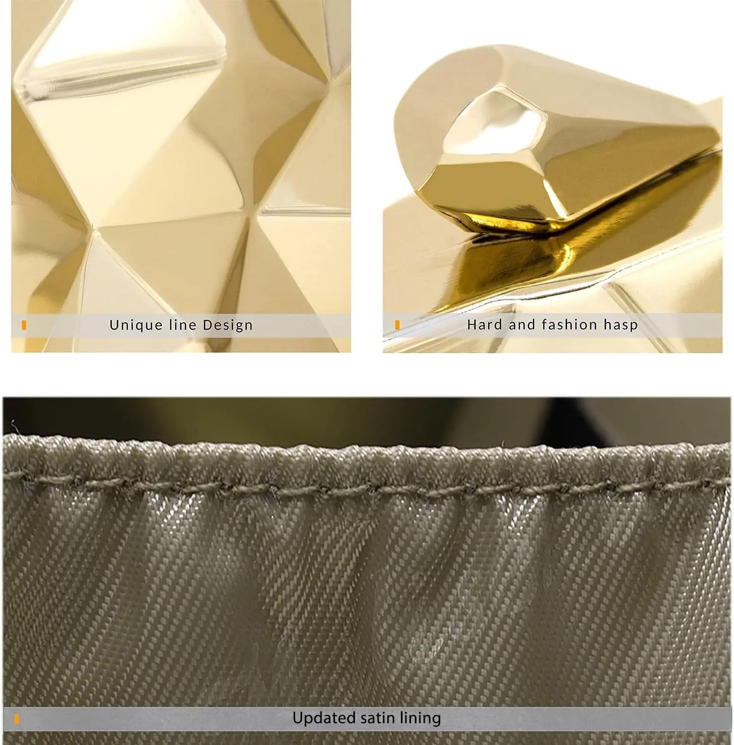 Milisente Women's Clutch Purses Metallic Bridal Party Geometric Evening Clutches Bags Cocktail Formal Handbags