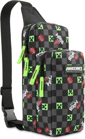 Minecraft Crossbody Bag for Boys Teens Creeper Sling Bag Chest Bag for Travel (Black/Multi)