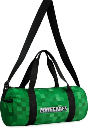 Minecraft Gym Bag for Kids Teens Duffle Bag Travel Overnight Sports Creeper Weekender Bag Carry On Holdall (Green, 16.14x7.08x7.48inches)