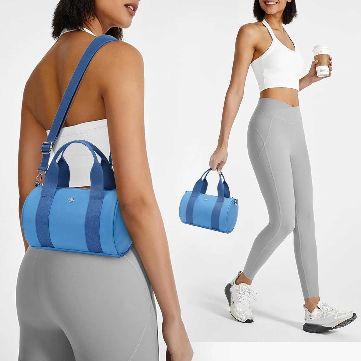 Mini Gym Bag Small Barrel Duffle Crossbody Bags Tote for Women Men Workout Bag Lightweight for Weekender Travel Sports Yoga Fitness Dance
