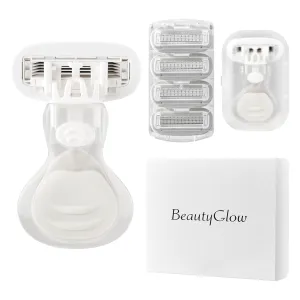 Mini Razors for Women, Extra Smooth On The Go Razor with 1 Travel Case   1 Handle   5 Blade Refills   1 Gift Box, 5 Blades Portable Body Razor for Shaving and Hair Removal (White)