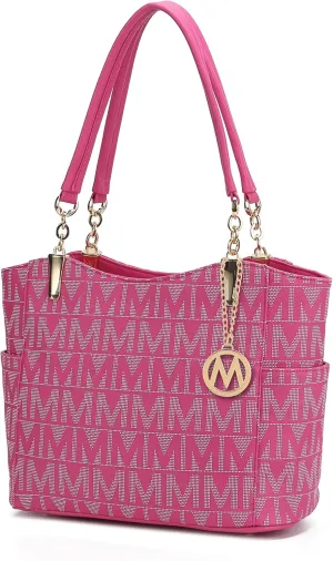 MKF Collection Signature Tote Bag for Women, Shoulder bag Vegan Leather Top-Handle Handbag Purse