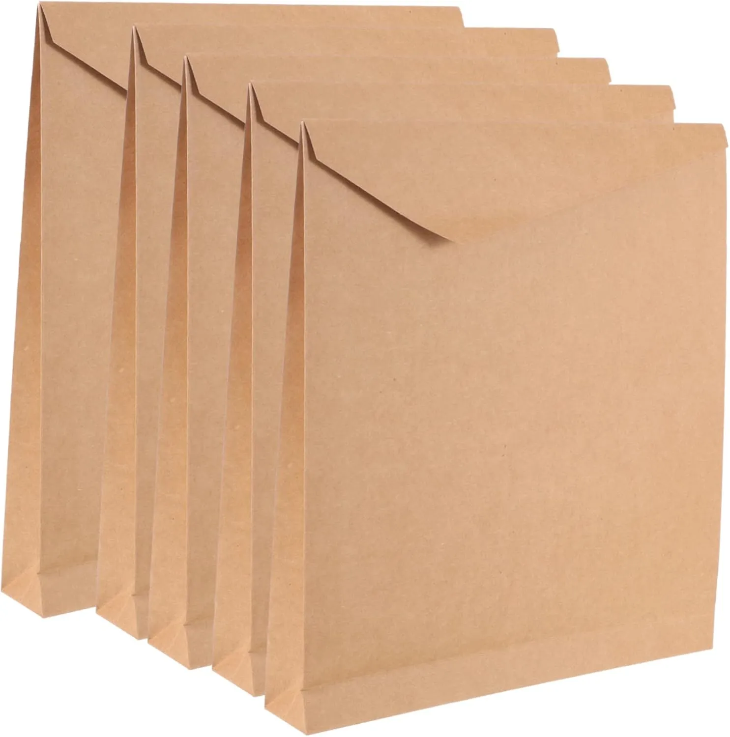 MOLUCKFU 5pcs Kraft Paper Bags Reusable Strong Lightweight Hook and Loop Fastener for Multiple Uses
