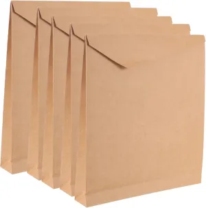 MOLUCKFU 5pcs Kraft Paper Bags Reusable Strong Lightweight Hook and Loop Fastener for Multiple Uses