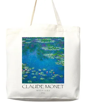 Monet Water Lilies Bag, Monet Tote Bag, Artsy Tote Bag, Art Tote Bag, Monet Bag, Everyday Bag, Shoulder Bag, Canvas Tote, Canvas Bag, Cute Tote Bag, Monet Gift,