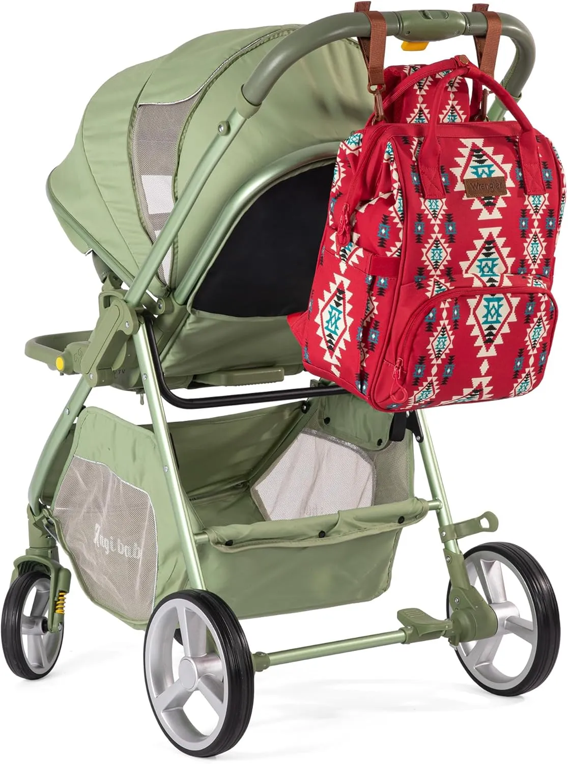 Montana West x Wrangler Diaper Bag Backpack Aztec Travel Backpack Purses Western Multi-Function Baby Bags for Mom with Waterproof Insulated Pockets