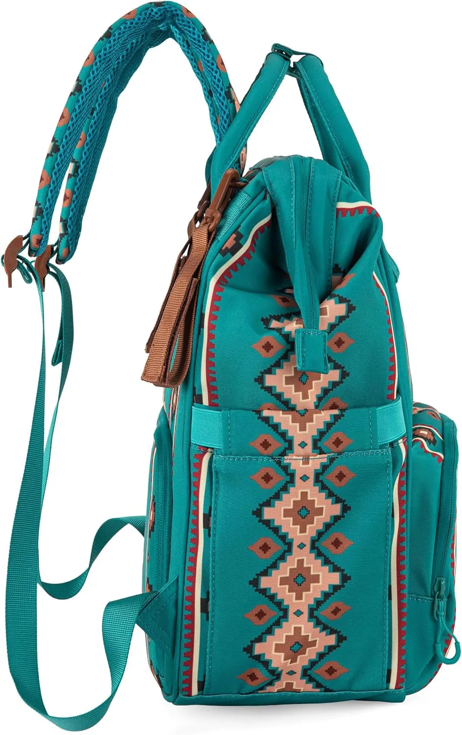 Montana West x Wrangler Diaper Bag Backpack Aztec Travel Backpack Purses Western Multi-Function Baby Bags for Mom with Waterproof Insulated Pockets