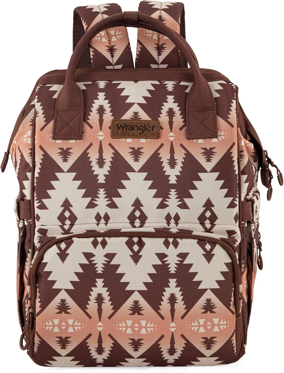 Montana West x Wrangler Diaper Bag Backpack Aztec Travel Backpack Purses Western Multi-Function Baby Bags for Mom with Waterproof Insulated Pockets