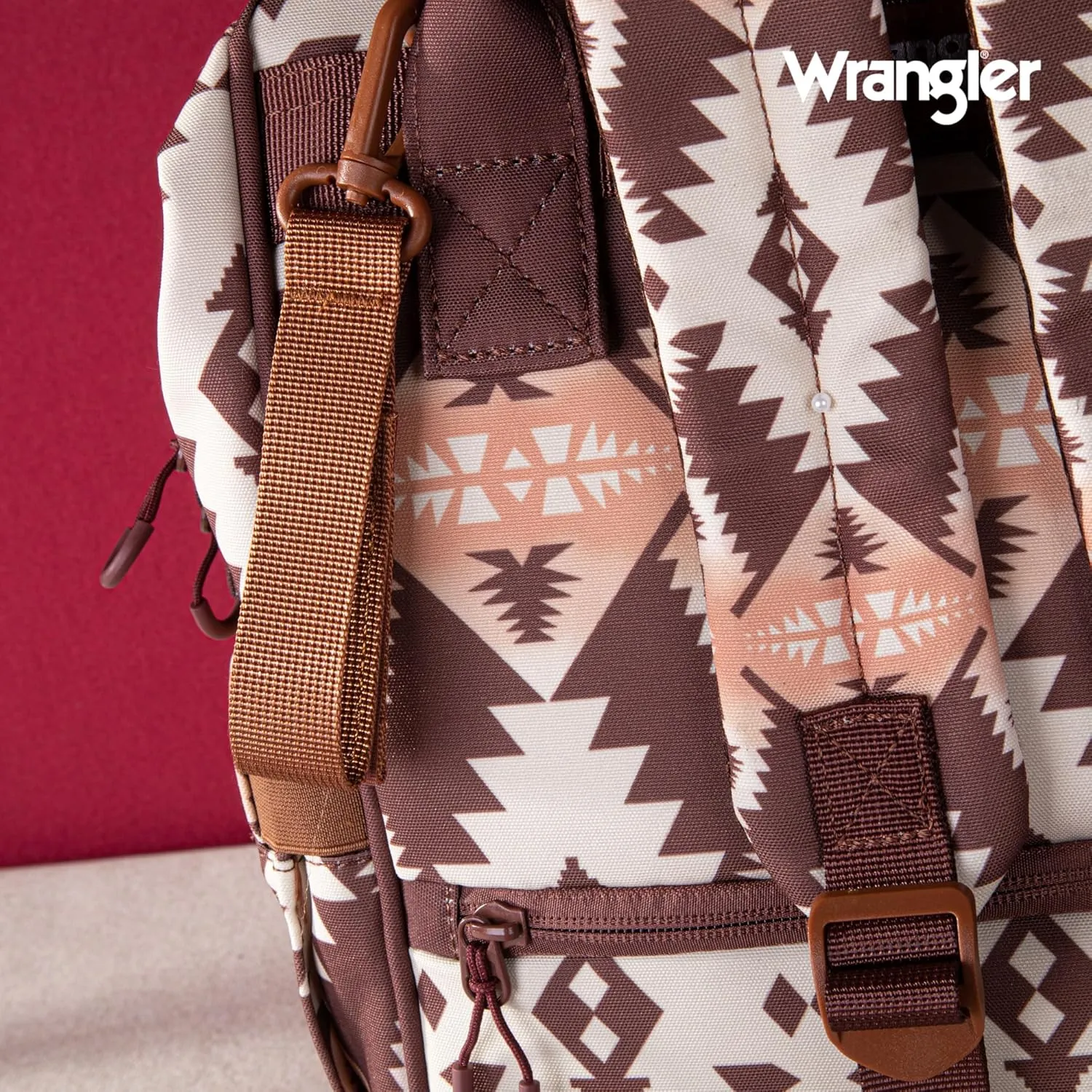 Montana West x Wrangler Diaper Bag Backpack Aztec Travel Backpack Purses Western Multi-Function Baby Bags for Mom with Waterproof Insulated Pockets