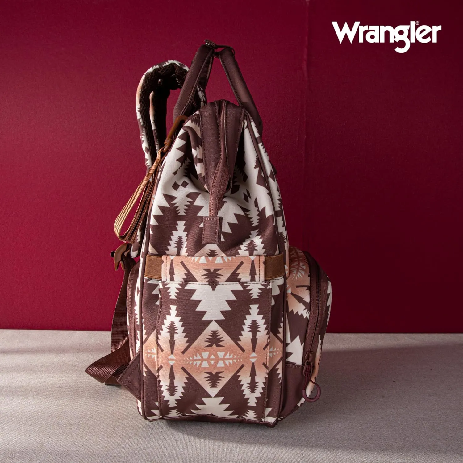 Montana West x Wrangler Diaper Bag Backpack Aztec Travel Backpack Purses Western Multi-Function Baby Bags for Mom with Waterproof Insulated Pockets