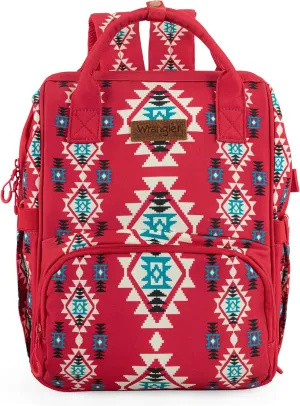 Montana West x Wrangler Diaper Bag Backpack Aztec Travel Backpack Purses Western Multi-Function Baby Bags for Mom with Waterproof Insulated Pockets