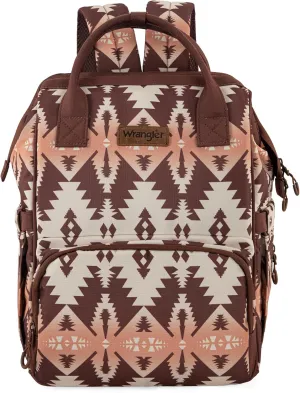 Montana West x Wrangler Diaper Bag Backpack Aztec Travel Backpack Purses Western Multi-Function Baby Bags for Mom with Waterproof Insulated Pockets
