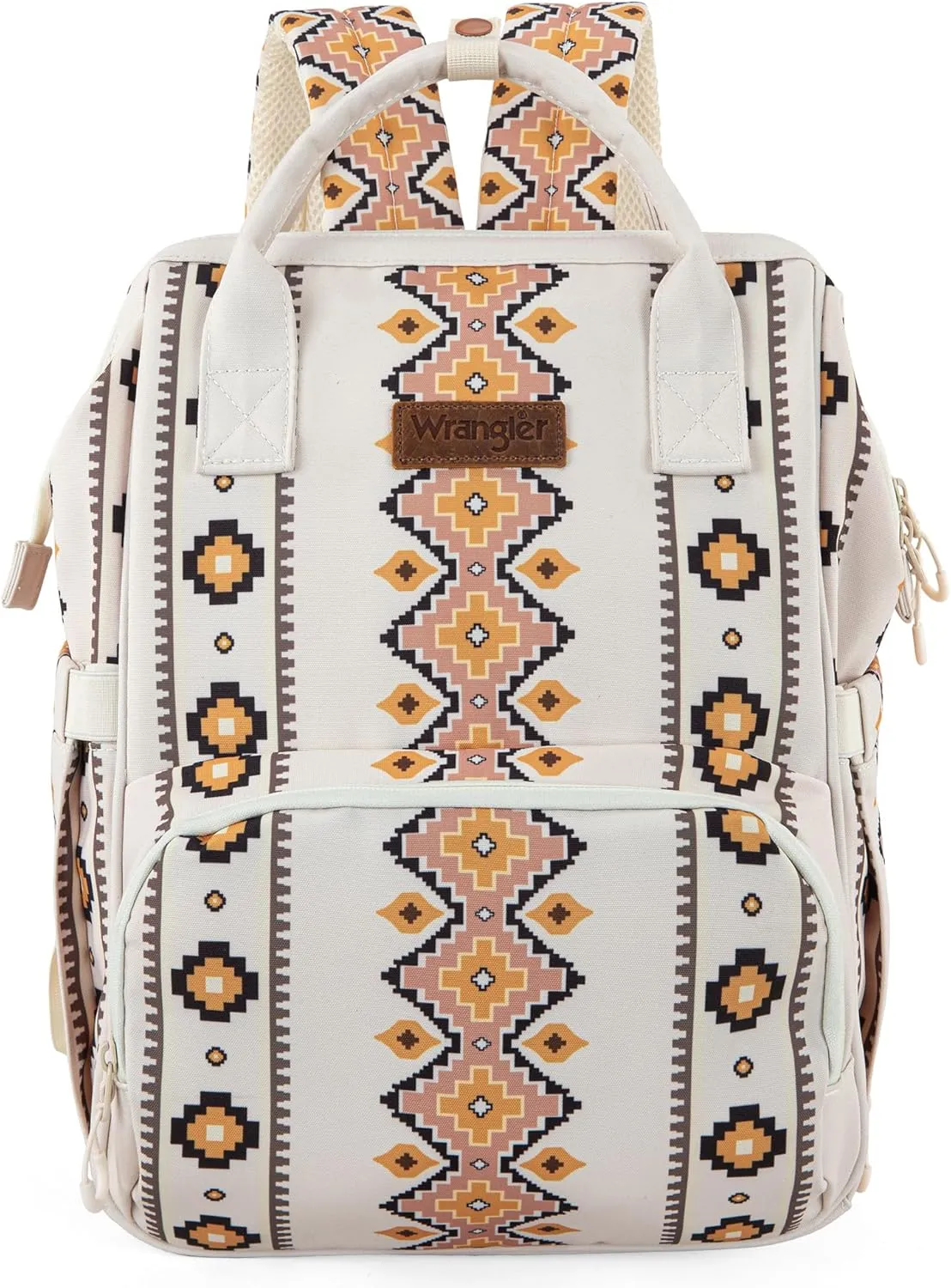 Montana West x Wrangler Diaper Bag Backpack Aztec Travel Backpack Purses Western Multi-Function Baby Bags for Mom with Waterproof Insulated Pockets