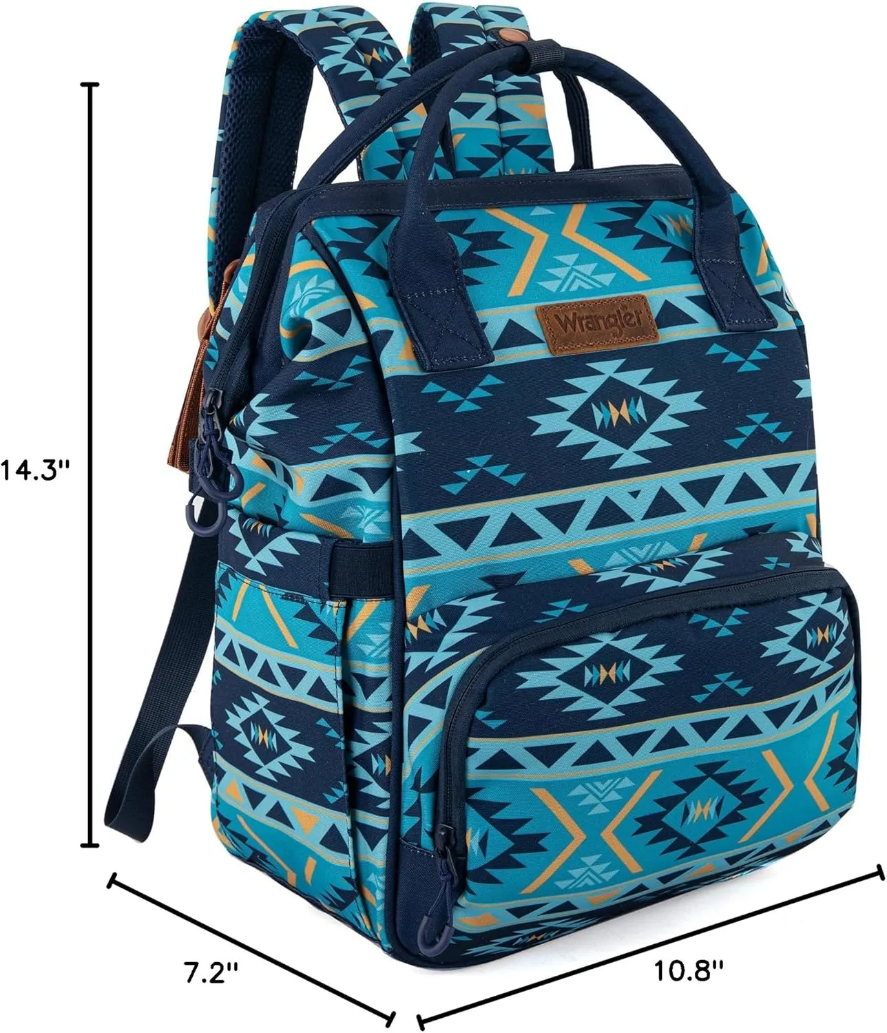Montana West x Wrangler Diaper Bag Backpack Aztec Travel Backpack Purses Western Multi-Function Baby Bags for Mom with Waterproof Insulated Pockets
