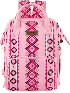 Montana West x Wrangler Diaper Bag Backpack Aztec Travel Backpack Purses Western Multi-Function Baby Bags for Mom with Waterproof Insulated Pockets