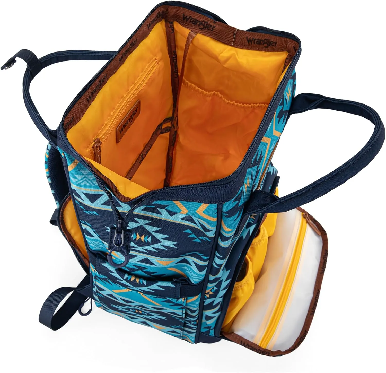 Montana West x Wrangler Diaper Bag Backpack Aztec Travel Backpack Purses Western Multi-Function Baby Bags for Mom with Waterproof Insulated Pockets