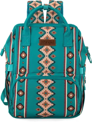 Montana West x Wrangler Diaper Bag Backpack Aztec Travel Backpack Purses Western Multi-Function Baby Bags for Mom with Waterproof Insulated Pockets