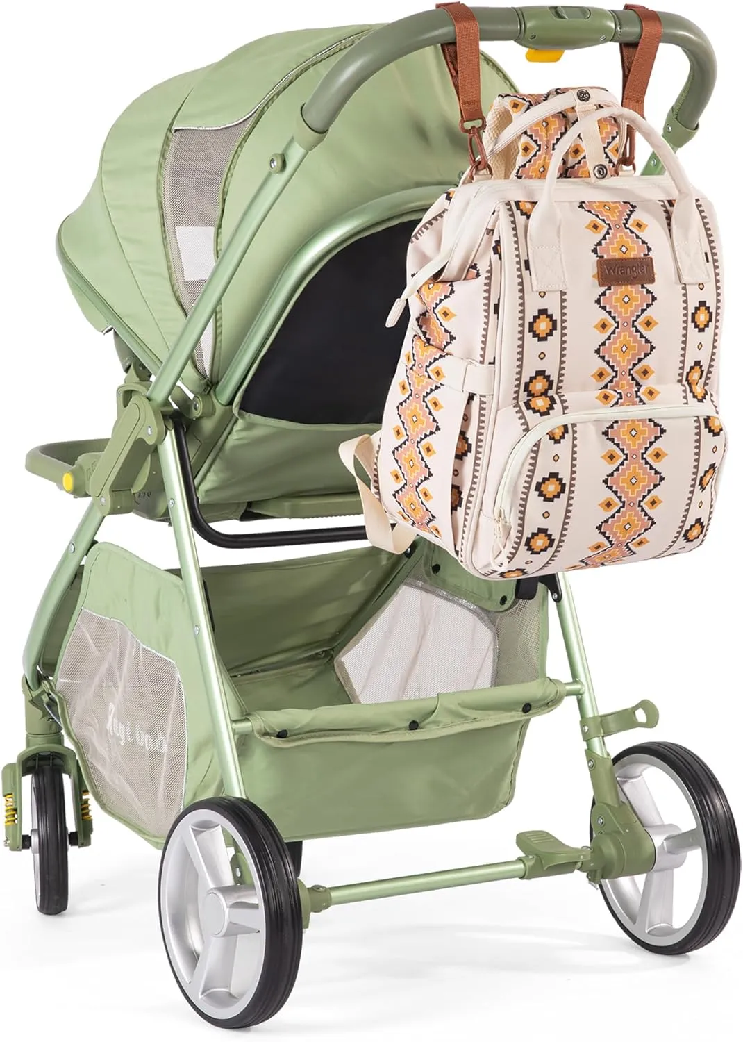 Montana West x Wrangler Diaper Bag Backpack Aztec Travel Backpack Purses Western Multi-Function Baby Bags for Mom with Waterproof Insulated Pockets
