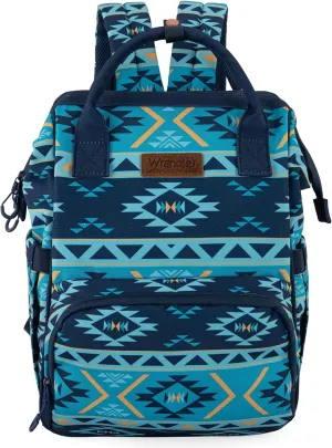 Montana West x Wrangler Diaper Bag Backpack Aztec Travel Backpack Purses Western Multi-Function Baby Bags for Mom with Waterproof Insulated Pockets