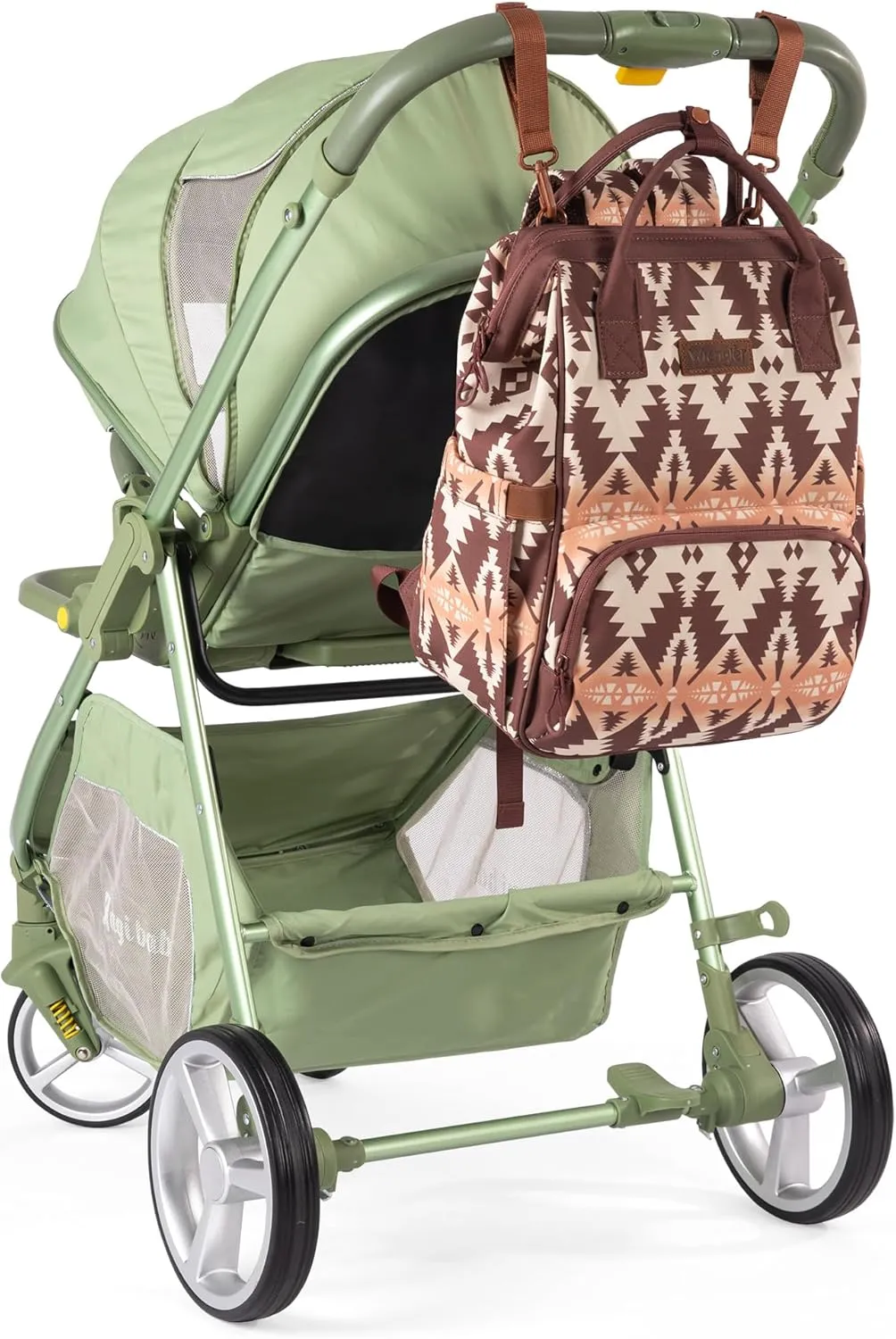 Montana West x Wrangler Diaper Bag Backpack Aztec Travel Backpack Purses Western Multi-Function Baby Bags for Mom with Waterproof Insulated Pockets