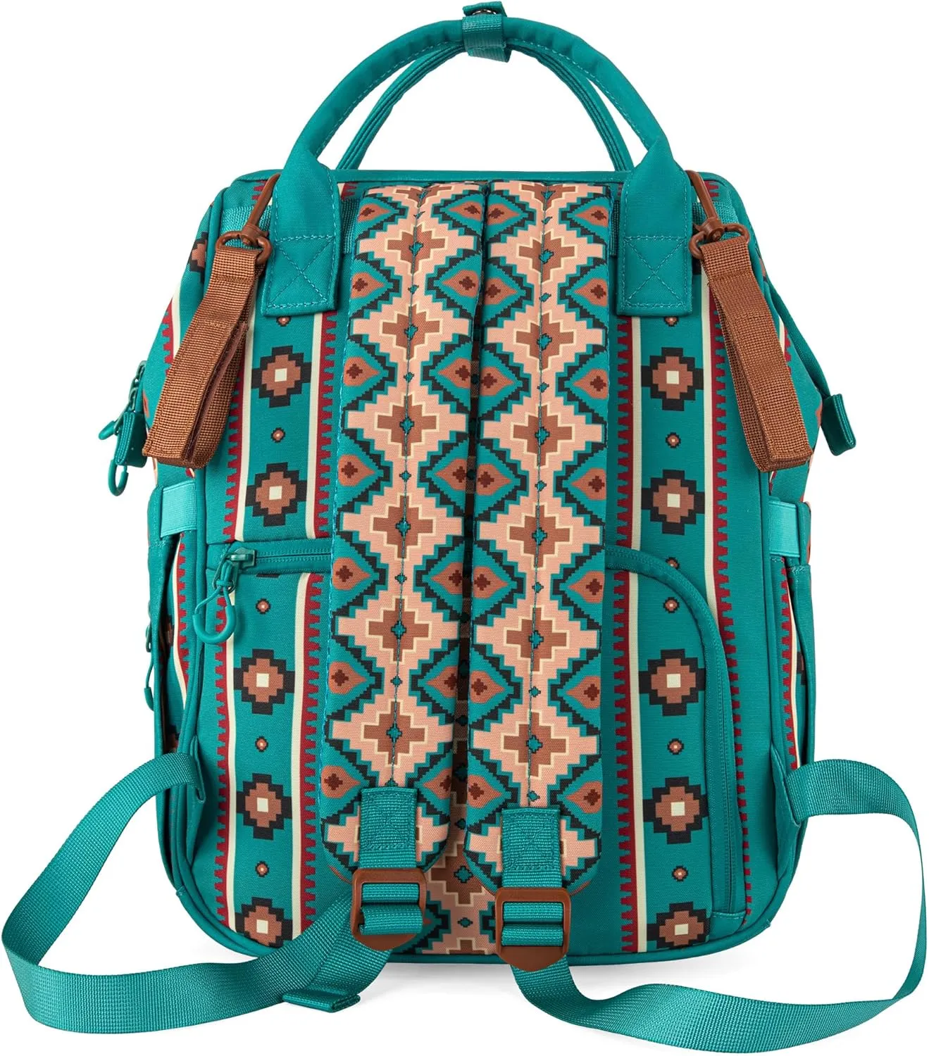Montana West x Wrangler Diaper Bag Backpack Aztec Travel Backpack Purses Western Multi-Function Baby Bags for Mom with Waterproof Insulated Pockets