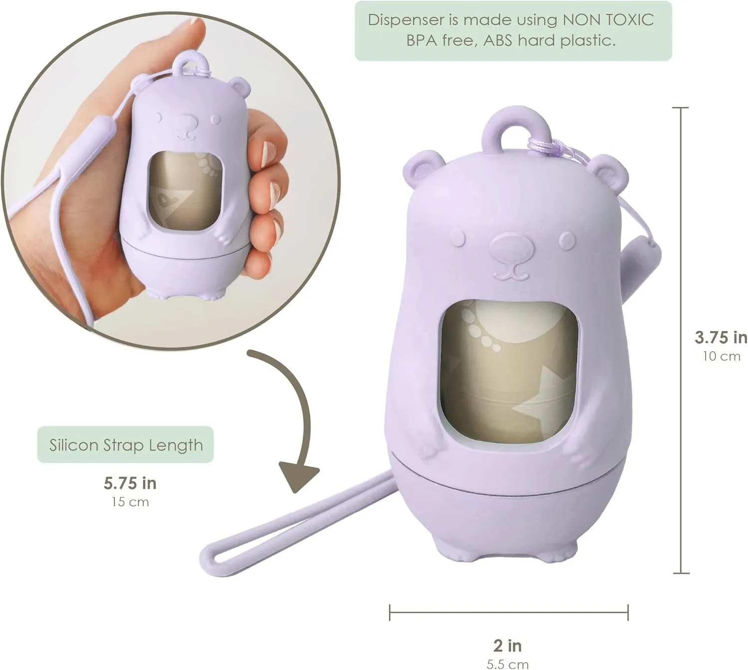 Moodie Disposable Diaper Bags Dispenser COMBO PACK |105 LAVENDER SCENTED Baby Poop Bags TOTAL & 1 Diaper Disposal Bag Dispenser | Dirty Diaper Trash Bags on the Go