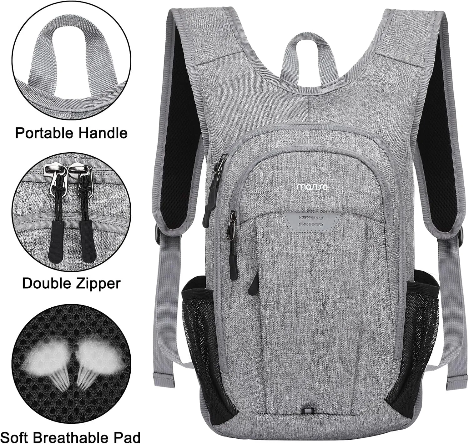 MOSISO Lightweight Hiking Daypack Small Packable Hiking Backpack for Men Women, 3 Layer Casual Foldable Day Pack Shoulder Bag