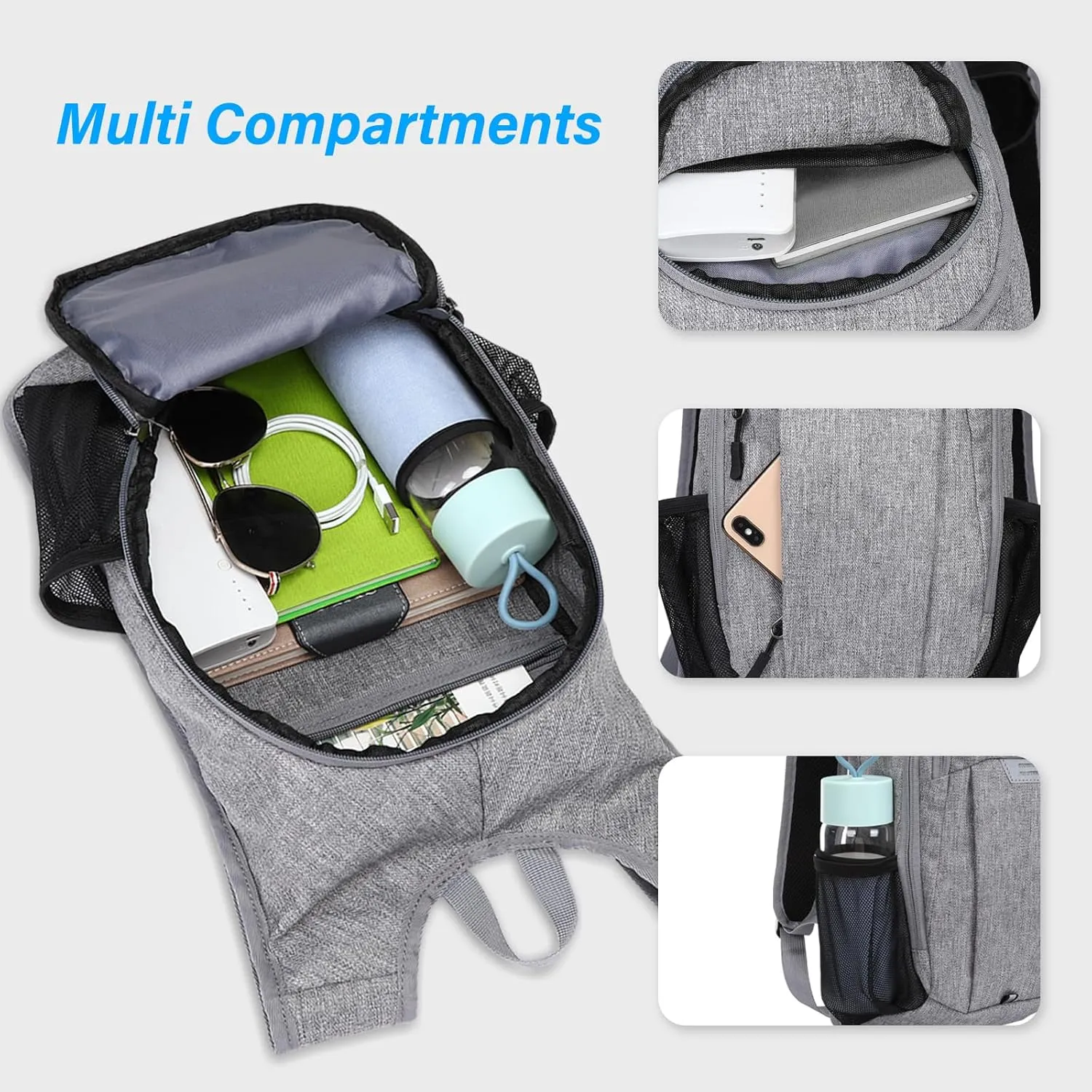 MOSISO Lightweight Hiking Daypack Small Packable Hiking Backpack for Men Women, 3 Layer Casual Foldable Day Pack Shoulder Bag