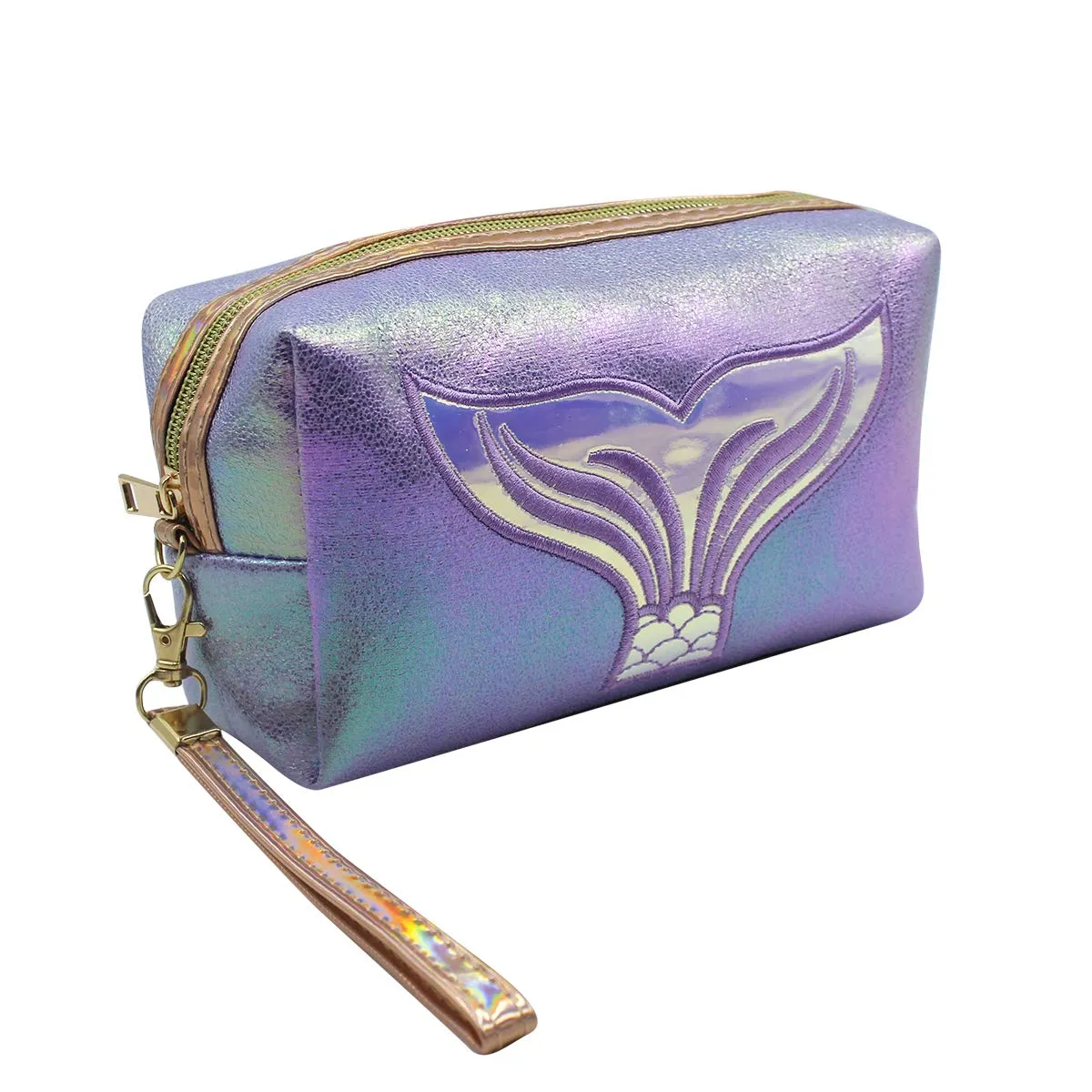 MOSSTYUS Holographic Cosmetic Bag Travel Toiletry Organizer Mermaid Storage Purse Small Make up bags for Girls