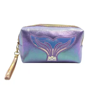 MOSSTYUS Holographic Cosmetic Bag Travel Toiletry Organizer Mermaid Storage Purse Small Make up bags for Girls