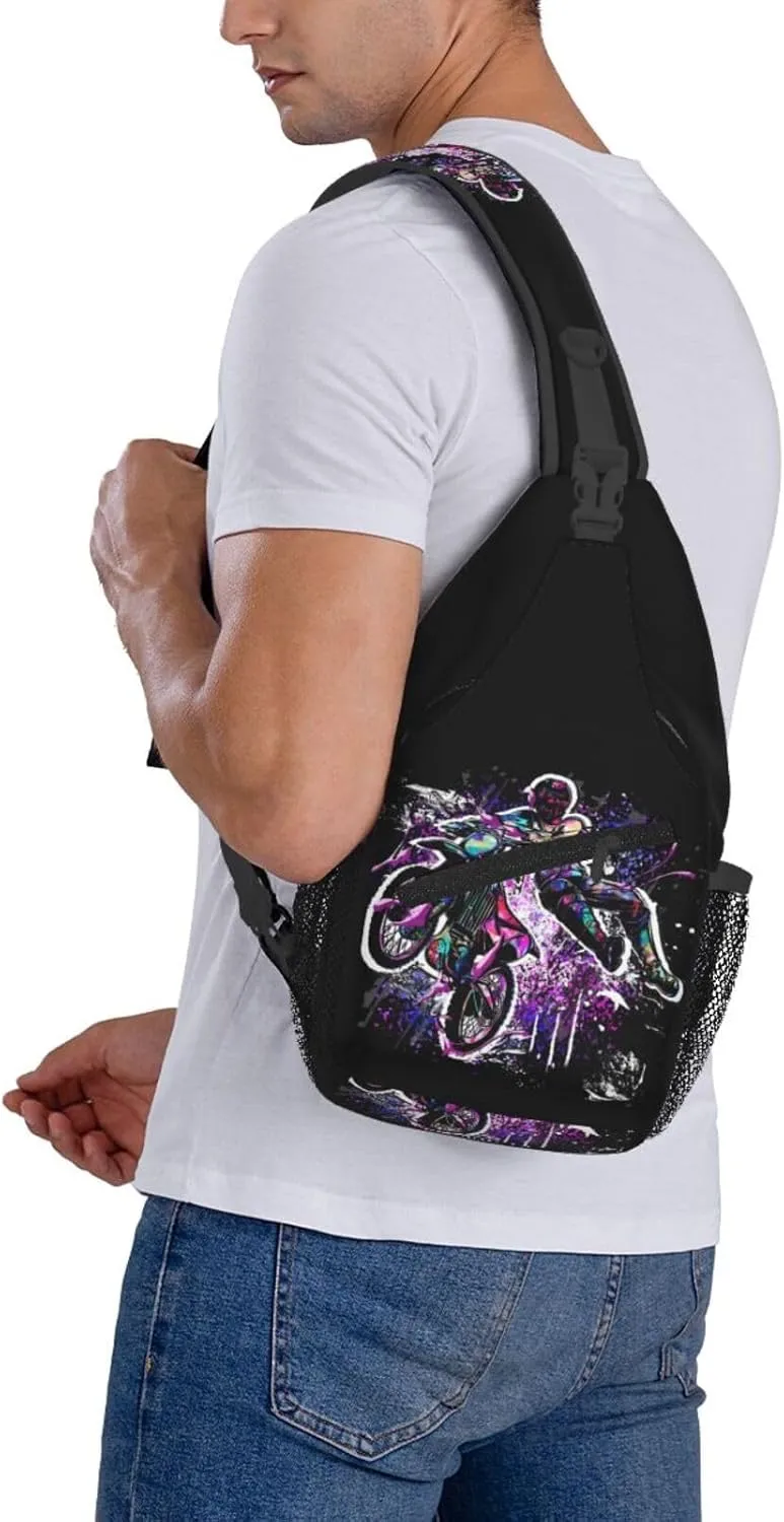 Motocross Dirt Bike Racing Flying Jump Sling Bag Adjustable Crossbody Bag Casual Chest Bags Travel Shoulder Backpack