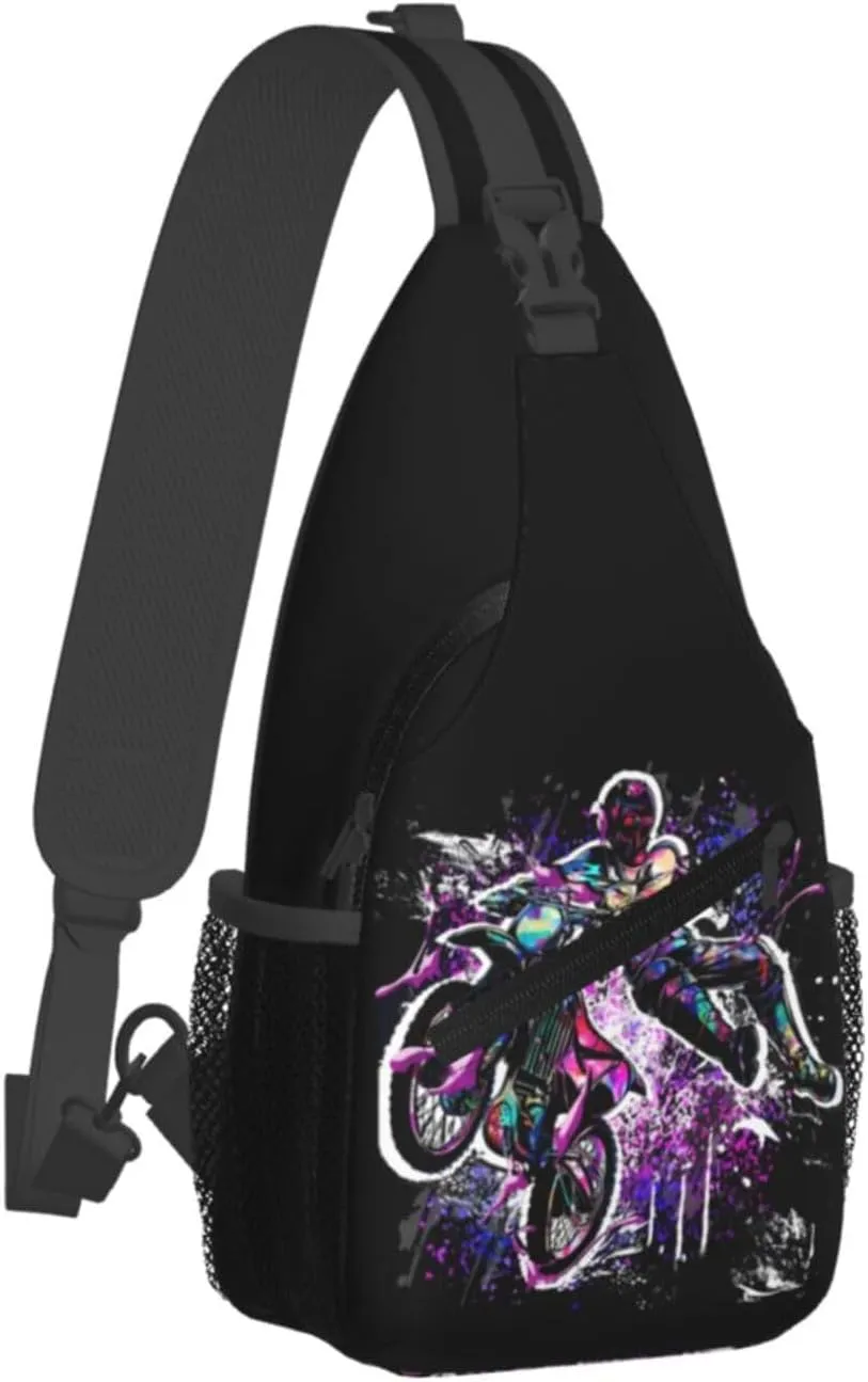 Motocross Dirt Bike Racing Flying Jump Sling Bag Adjustable Crossbody Bag Casual Chest Bags Travel Shoulder Backpack