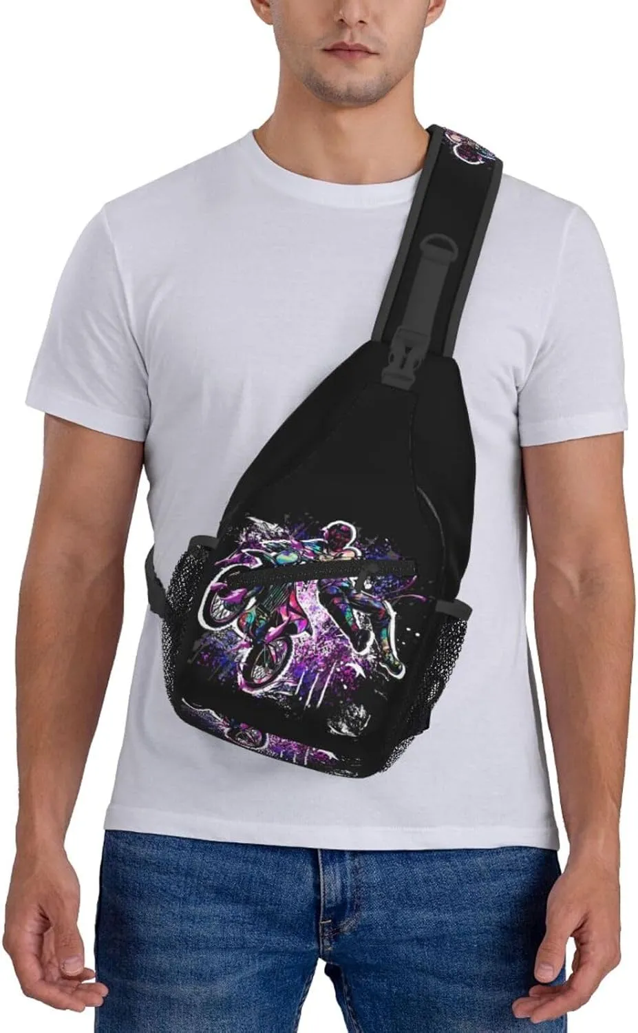 Motocross Dirt Bike Racing Flying Jump Sling Bag Adjustable Crossbody Bag Casual Chest Bags Travel Shoulder Backpack